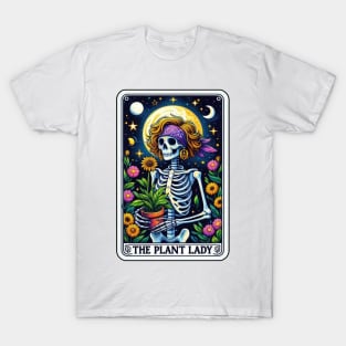 Funny Plant Lady Tarot Vintage Skeleton Floral Moon Garden T-Shirt